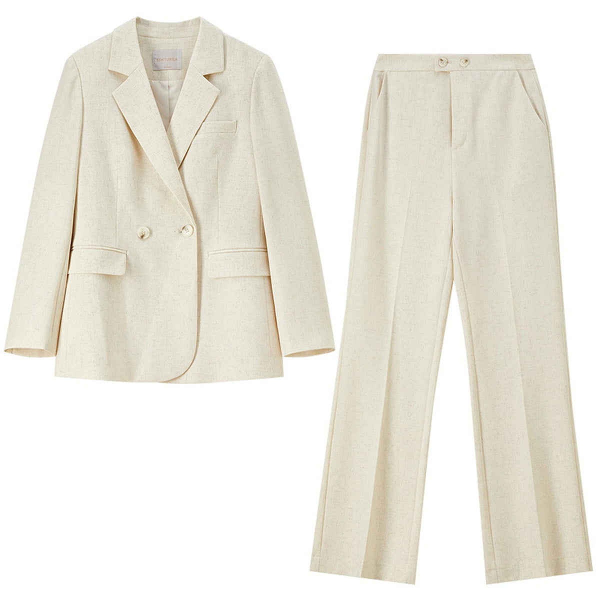 SENTUBILA Leinenmischung Damen-Blazer-Anzug-Set mit Reverskragen und Schlaghose 2026 Büro-Outfits Damenkleidung 161ZA4991