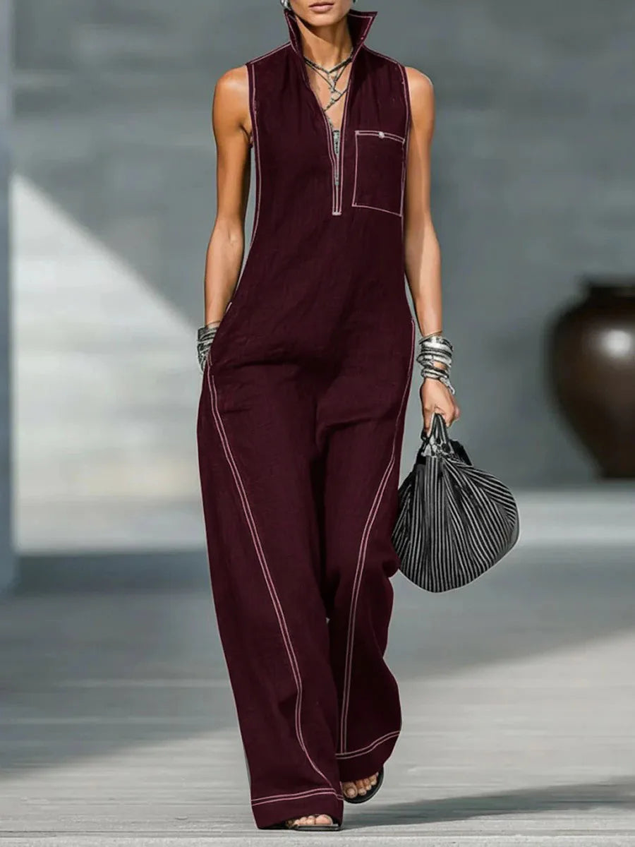Ärmelloser Lässiger Lockerer Jumpsuit Bequemer Atmungsaktiver Einteiler für Damen