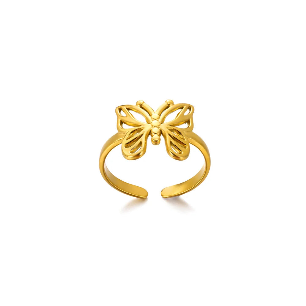 Minimalistische offene Schlangenringe aus Edelstahl, goldfarben, herzförmig, verstellbare Ringe, klassischer Partyschmuck, kostenloser Versand