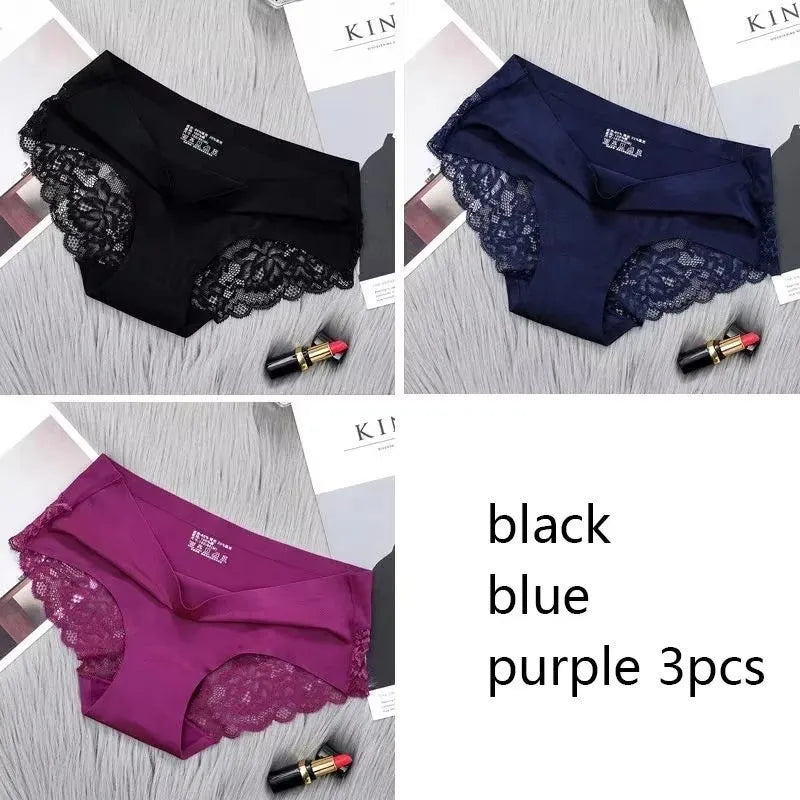 1/2/3Pcs Nahtlose WomenComfort Spitze Slip Aushöhlen Höschen Set Unterwäsche Low Rise Weibliche Sport Panty weiche Dame Dessous Sexy