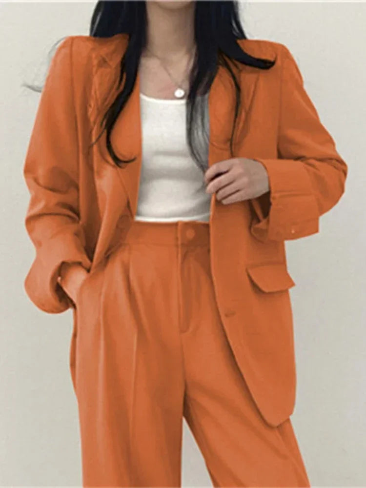 Frühling Herbst Neu in Koreanischer Mode 2-Teilige Sets Damen Outfits Hosen-Sets Eleganter Anzug Mantel 2-Teilige Sets Damen Jacke