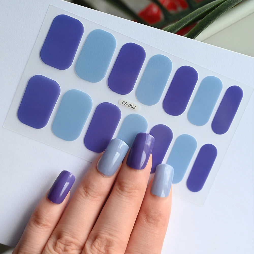 14 Tipps Full Wrap Nagellack Aufkleber Selbstklebende einfarbige Gel-Nagelstreifen Kunst Aufkleber Nicht halbgehärtete DIY Nageldekorationen