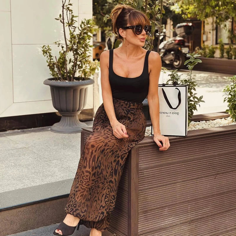 HXAO Laternenhose mit Tiermotiv, Damenhose, Herbst 2022, elegante, plissierte, übergroße Baggy-Hose, Damenmode, weites Bein