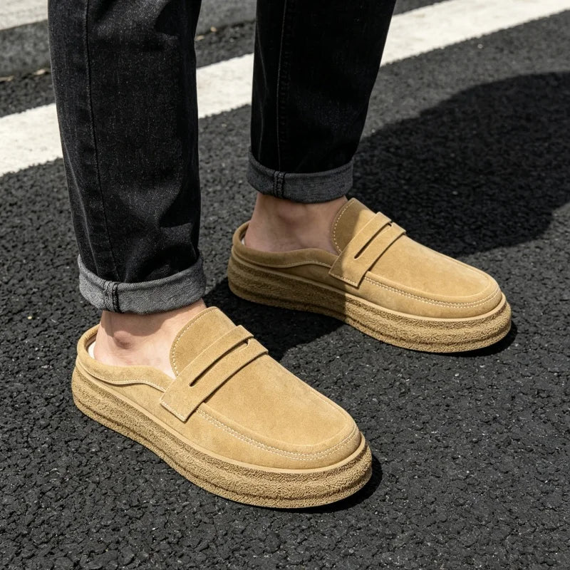 Sommerliche flache Halbschuhe für Herren, bequeme, weiche Mokassins, Slipper für Herren, lässige Schuhe, Slip-on Herrenschuhe, Plateau-Slipper