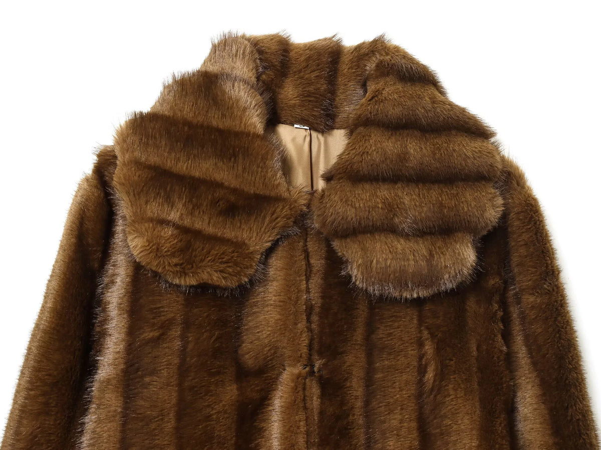 2025, Winter, neuer Damenmode-Stil, künstlicher Pelzeffekt, Disney-Kragen, Jacke, Kurzmantel, halber Rock-Set