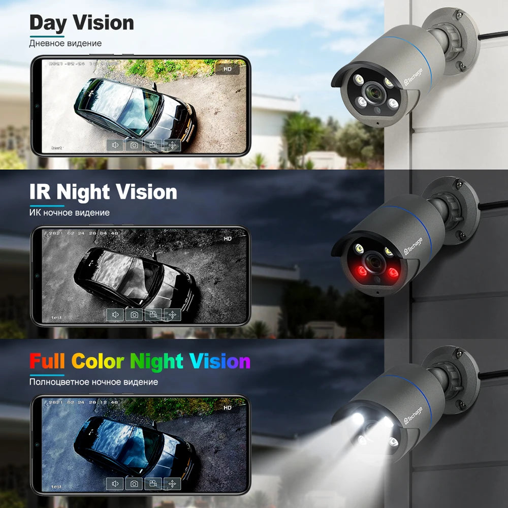 Techage 4MP Zwei-Wege-Audio POE IP-Kamera H.265 IP66 Wasserdichte Outdoor-Video-CCTV-Sicherheitsüberwachungskamera für POE NVR-System
