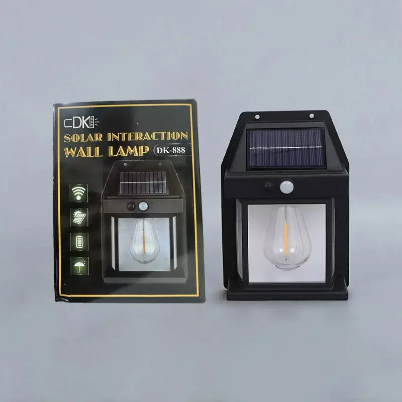 Bewegungs sensor Solar Wolfram Nacht lampe intelligente Wand leuchte 3 Beleuchtungs modi wasserdichte Innenhof Garten dekoration Laterne