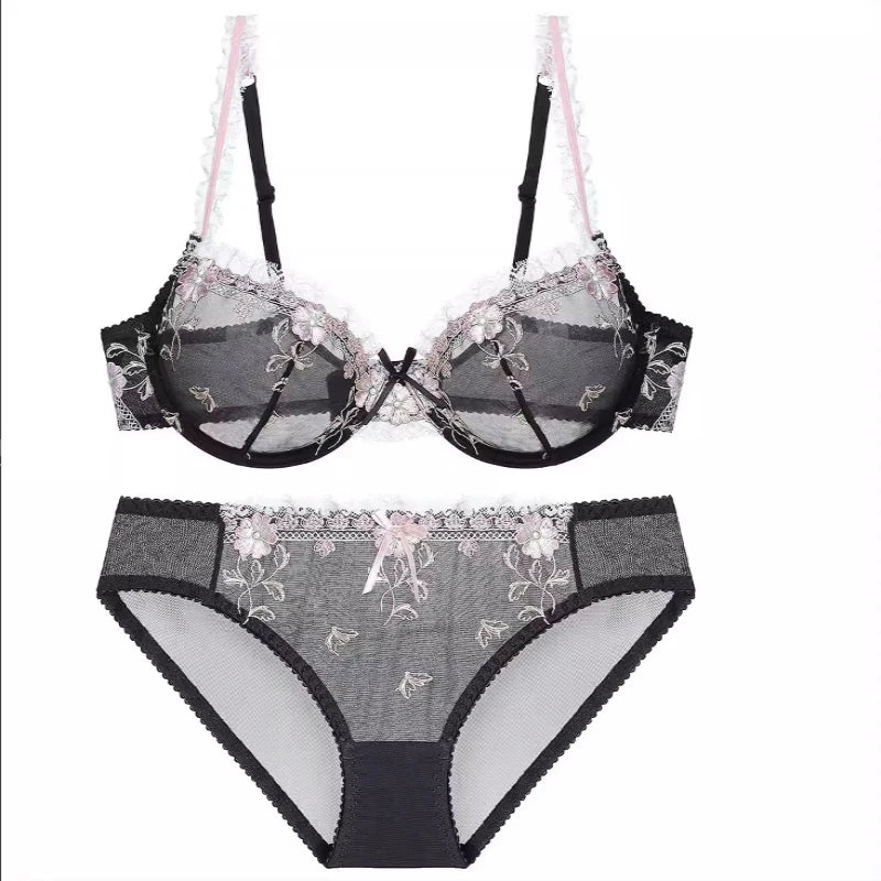 Neues 2026 Ultra-Dünnes Spitzen-Lingerie-Set für Damen, Push-Up, Transparent, Übergröße, Weich, Sexy, Alltags-Unterwäsche, BH