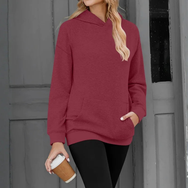 2026 NEU Damen Kapuzenpullover Locker Lässiger Sweatshirt mit Fallschulter-Ärmeln Frühling Herbst Outdoor Damen-Sweatshirt