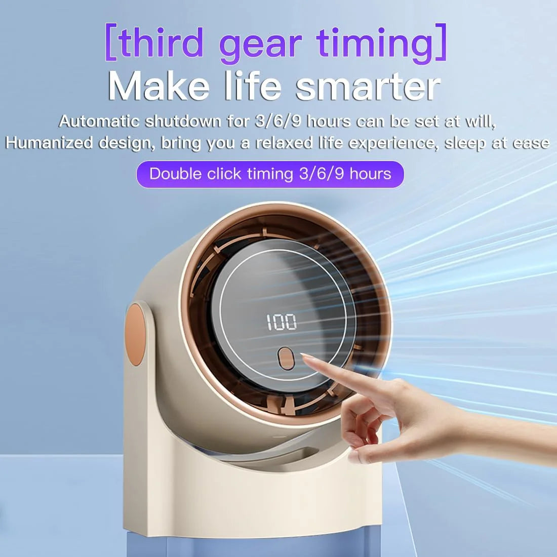 XIAOTREE Intelligenter elektrischer Ventilator, 100-Gang-Ventilator ohne Flügel, USB-Aufladung, Desktop, geräuschlos, Wandklimaanlage, Büro, Innenbereich, Campi
