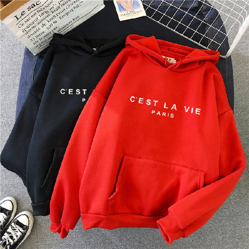 Frauen Casual Drucken Lose Hoodies Frühling Langarm Mit Kapuze Sweatshirt Harajuku Einfache Tops Faul Stil Pullover 2023 Streetwear