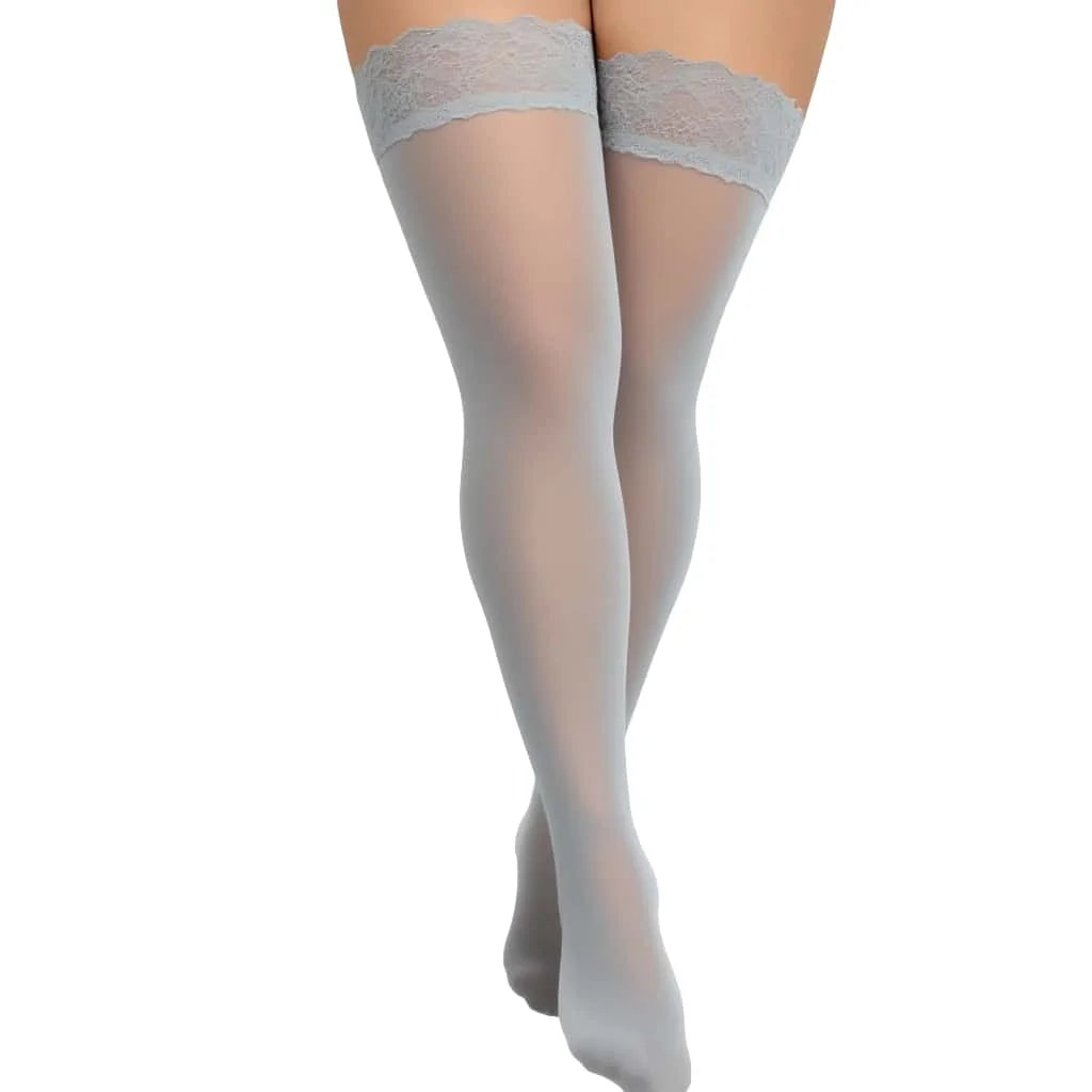 Übergroße Frau Sexy Spitze Top Silikon Stay Up Netzstrümpfe Plus Große Größe Frauen Ultra Dünne Sheer Lange Über Knie Socken XXXXL