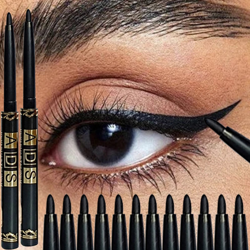 1/5/12 Stück schwarze, braune Eyeliner-Stifte, langlebig, wasserfest, wischfest, drehbar, für auffälliges Augen-Make-up