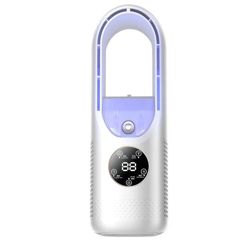 Geräuschloser Desktop-Kühlungs-Luftbefeuchter mit LED-Anzeige, 100ml Top-Fill Wassertank, Mehrfach-Geschwindigkeitsstufen, Timer, Weitwinkel-Luftkühler, USB-betrieben