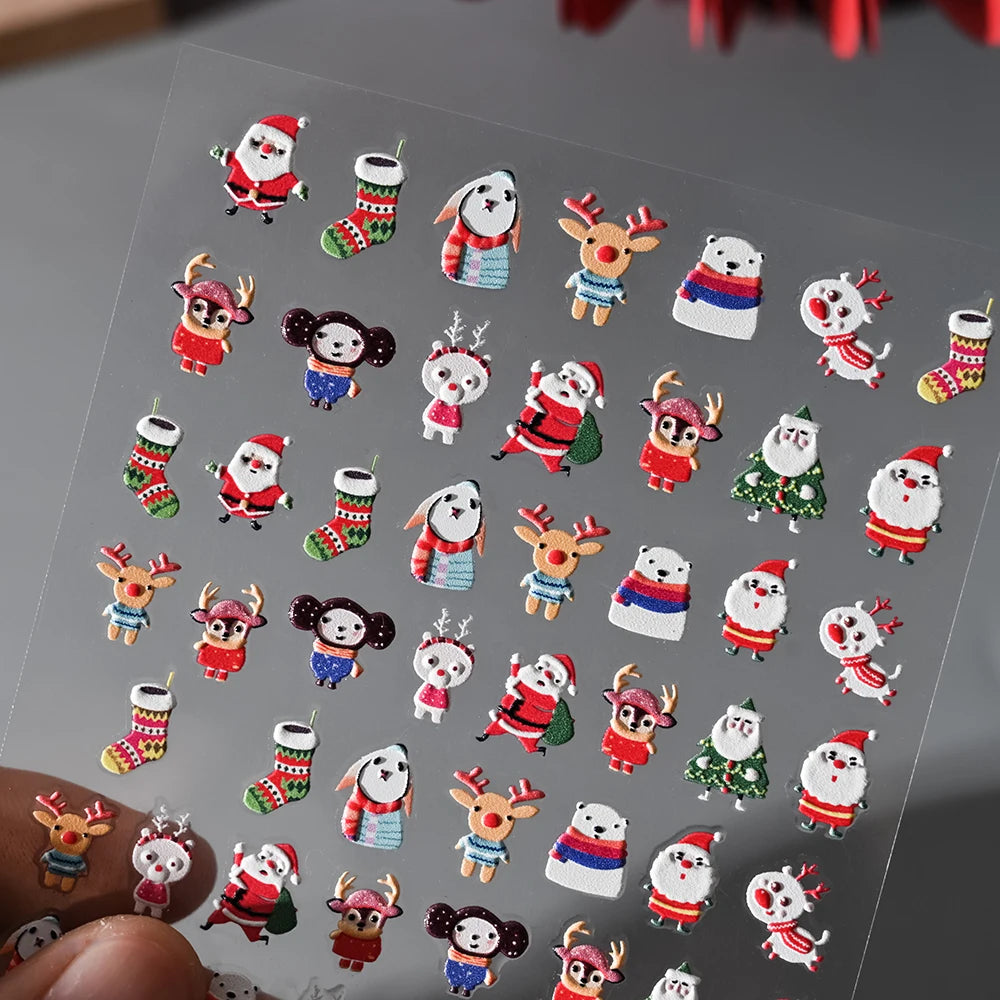 1 Blatt 5D Holly Beeren Weihnachten Nagel Declas Niedliche Tupfen Weihnachtsbäume Nagelaufkleber Lebkuchenmann Schneeflocke Maniküre