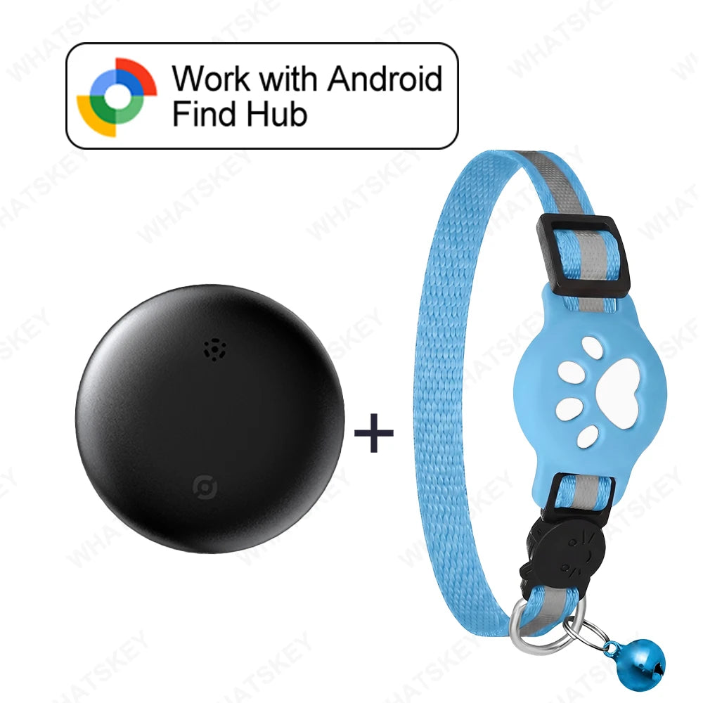 Verstellbares Haustier-Halsband mit GPS-Tracker, Google Find My Android Finder, Ortungsgerät-Set, Haustierzubehör, Elektronische Geräte für Katzen und Haustiere