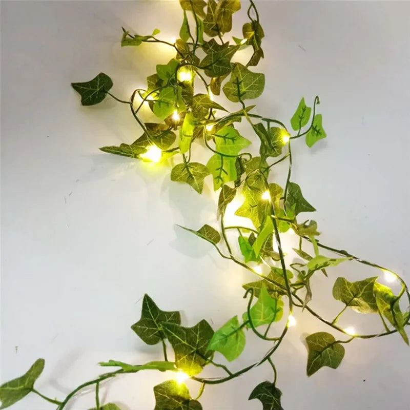 Blume grünes Blatt Schnur Lichter künstliche Rebe Lichterketten batterie betriebene Weihnachts baum Girlande Licht für Hochzeit Wohnkultur