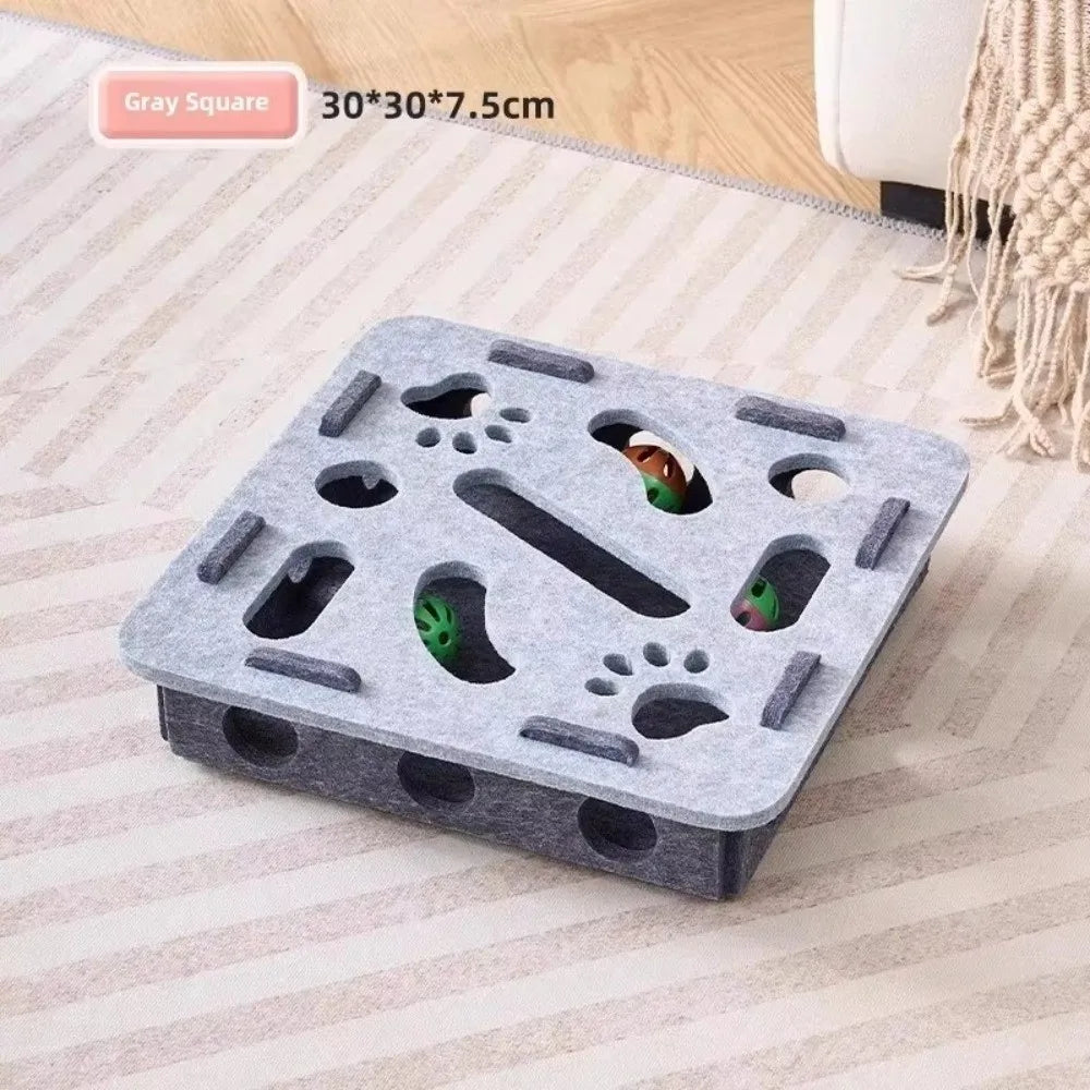 Katzenkratzbäume für den Innenbereich, Katzen-Puzzle-Spielzeug, Filz-Puzzle-Box, Katzen-Übungsspielzeug mit Ball, interaktives Indoor-Übungsspielzeug für Kätzchen