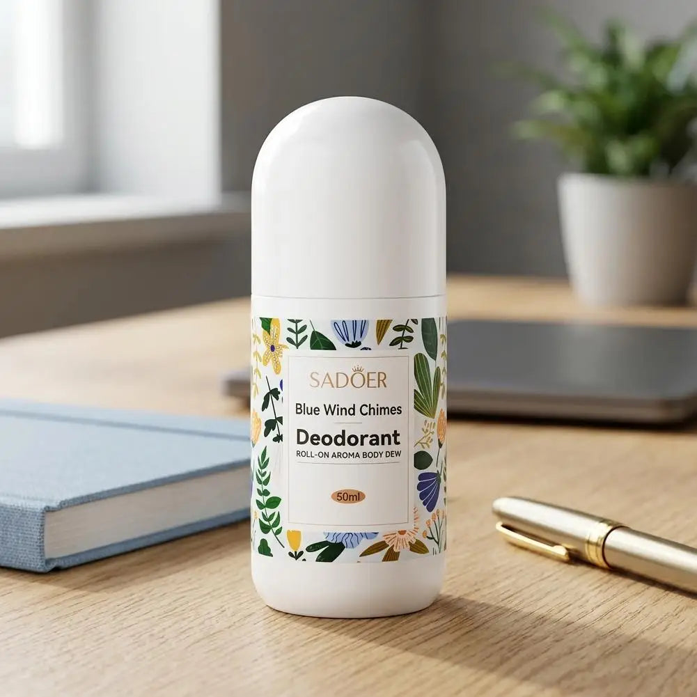 SADOER 50ml Original Deodorant Romantischer Rosenduft Roll-On Aroma Körperdeo Blaue Windspiele Rosa Begegnung Antitranspirant