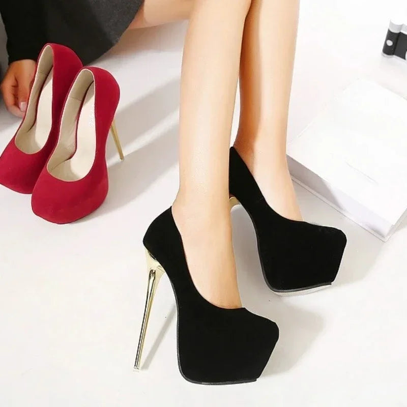 Modische neue Damenschuhe mit runder Spitze, bequem, mit schmalem Absatz, sexy und elegant, superhohe Absätze, Party-High-Heels