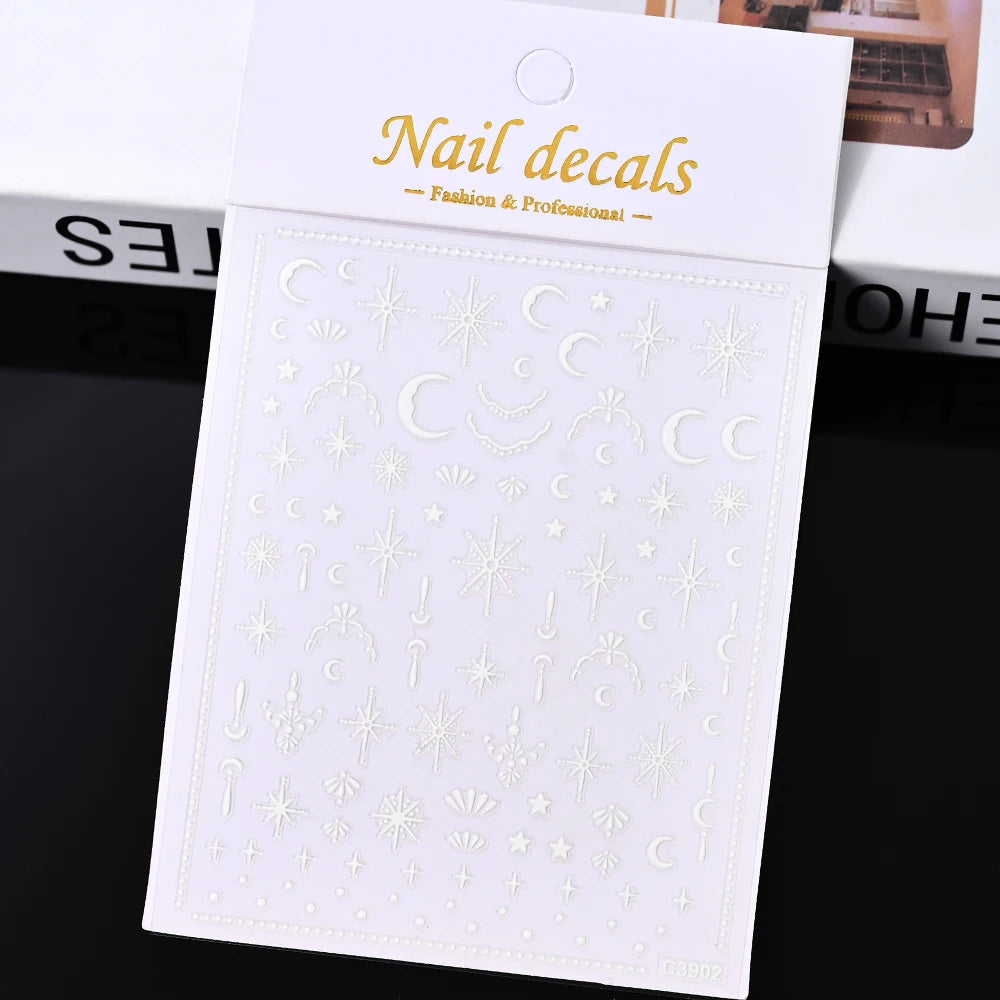 1Pc 3D Gold Silber Hohl Liebe Herz Nagel Aufkleber Weiß Schwarz Laser Herz Selbst-klebe Aufkleber Maniküre Dekoration spitze Sliders