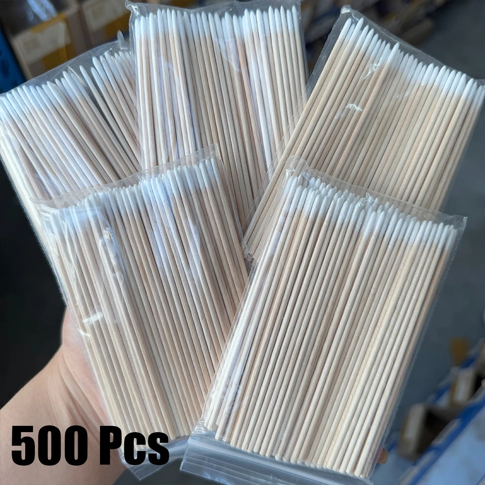 400 Stück rosa Doppelkopf-Nagelkunst-Nagelhautschieber-Entferner, 7 cm, orangefarbene Holzstäbchen, Wattestäbchen, sauberes Werkzeug für Nagel-Strass-Make-up