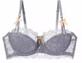 Sexy Push-up-BH-Set aus französischer Spitze für kleine Brüste, Anti-Durchhänger-Dessous-Set mit halben Körbchen und Höschen, durchsichtige verstellbare Träger