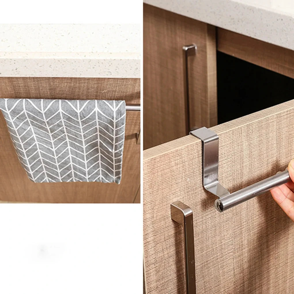 1/2Pcs Edelstahl Handtuch Bar Schrank Tür Handtuch Hängen Bar Edelstahl Bad Küche Schrank Tür Handtuch Wischen rack