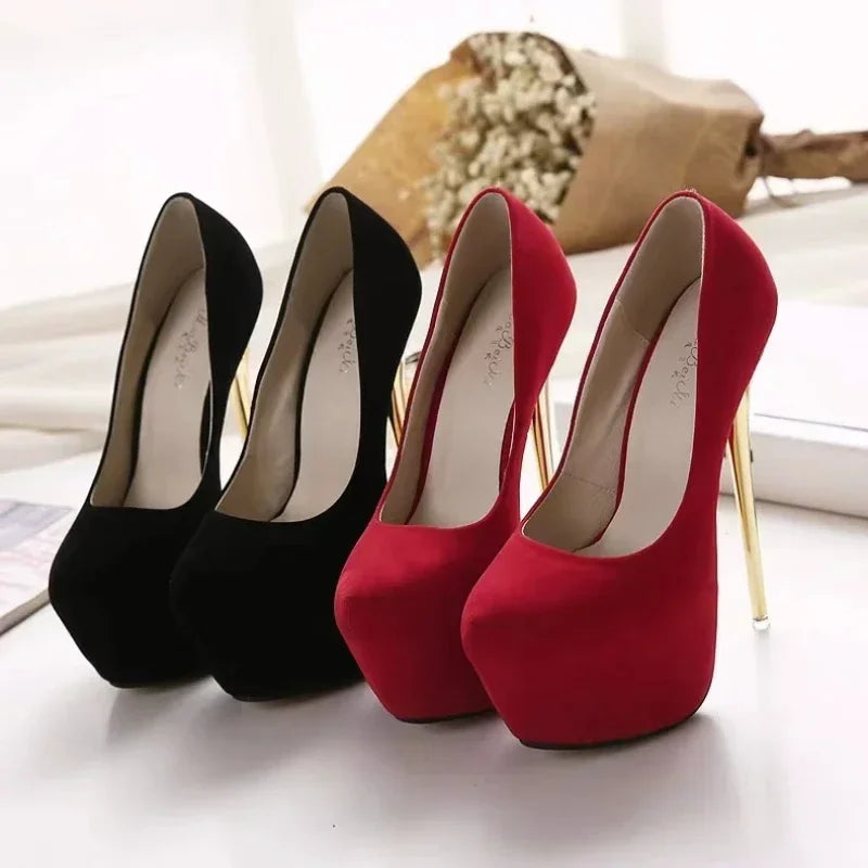 Modische neue Damenschuhe mit runder Spitze, bequem, mit schmalem Absatz, sexy und elegant, superhohe Absätze, Party-High-Heels
