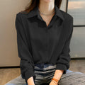 Frauen Shirts Frühling Herbst Casual Chiffon Hemd Büro Dame Mode Weibliche Lange Hülse Lose Feste Bluse Tops S-4XL