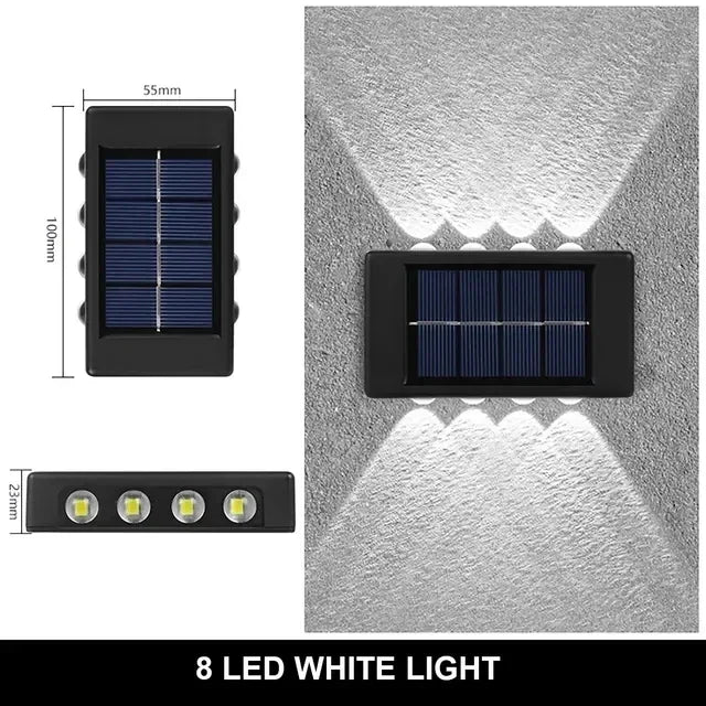 Solar-Außenwandleuchte, 12 LEDs, wasserdicht, Gartenleuchte, Hofbalustrade, dekorative Atmosphärenlampe, nach unten leuchtende Solarlampe