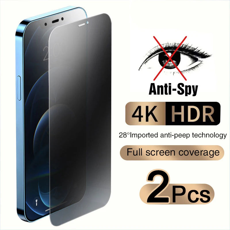 2PCS Full Cover Anti Spy Screen Protector Für iPhone 11 12 13 14 15 16 17 PRO MAX 6 7 8 Plus XS XR Gehärtetem Glas Privatsphäre