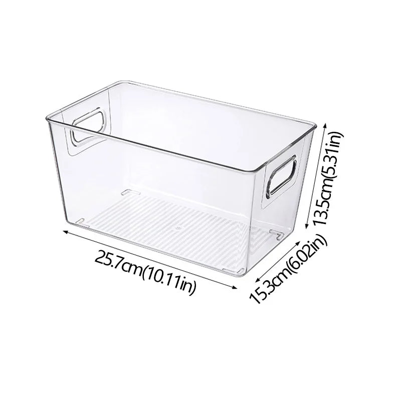 Kühlschrank-Organizer-Behälter, stapelbare Kühlschrank-Lebensmittel-Aufbewahrungsbox mit Griff, durchsichtiger Kunststoff, für Speisekammer, Gefrierschrank, Organizer-Werkzeug