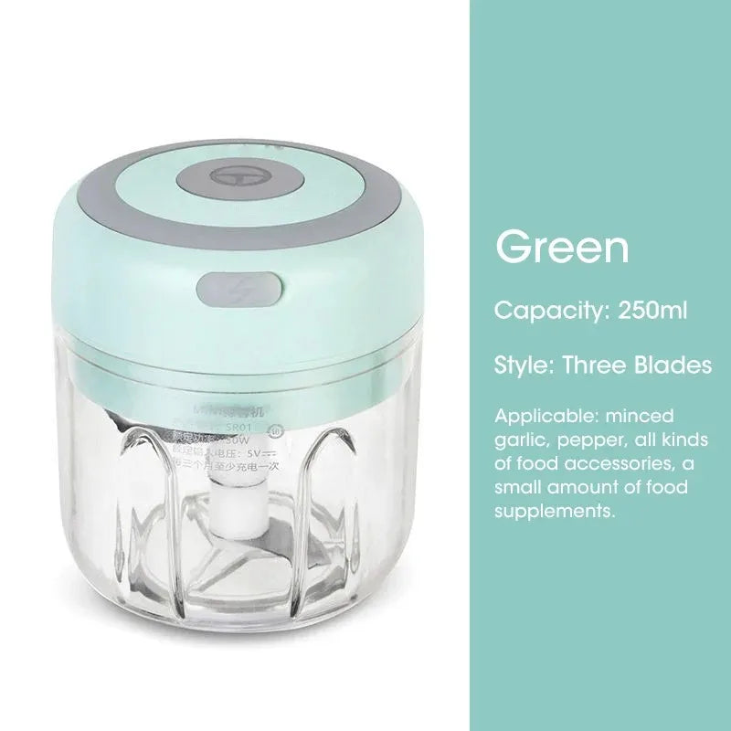 Elektrischer Mini-Knoblauchzerkleinerer 100ML/250ML Lebensmittelzerkleinerer Knoblauchpresse USB Tragbarer Kleiner Küchenprozessor für Gemüse