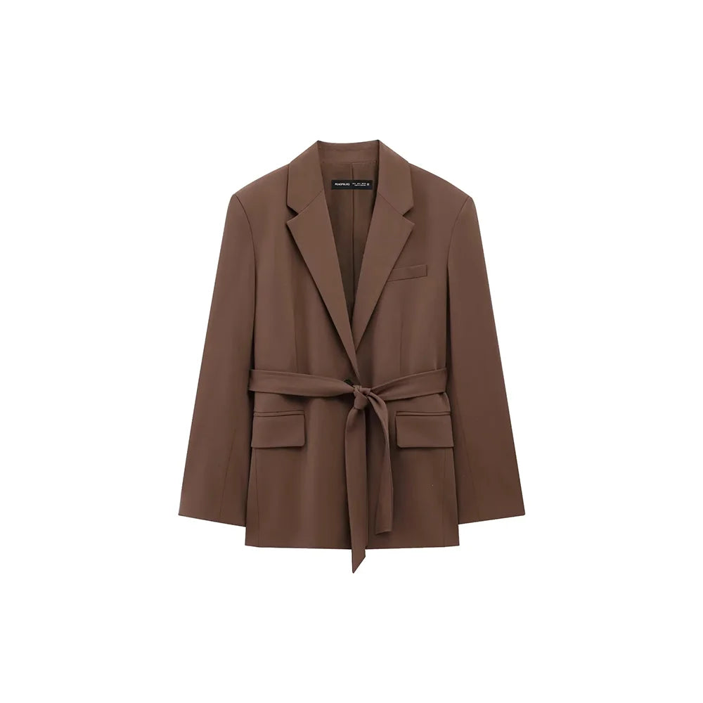 KONDALA Büro Dame Casual Chic Solide Frauen Anzug Single Button Schärpen Lose Blazer Zipper Hosen Mode 2025, Herbst Winter Sets