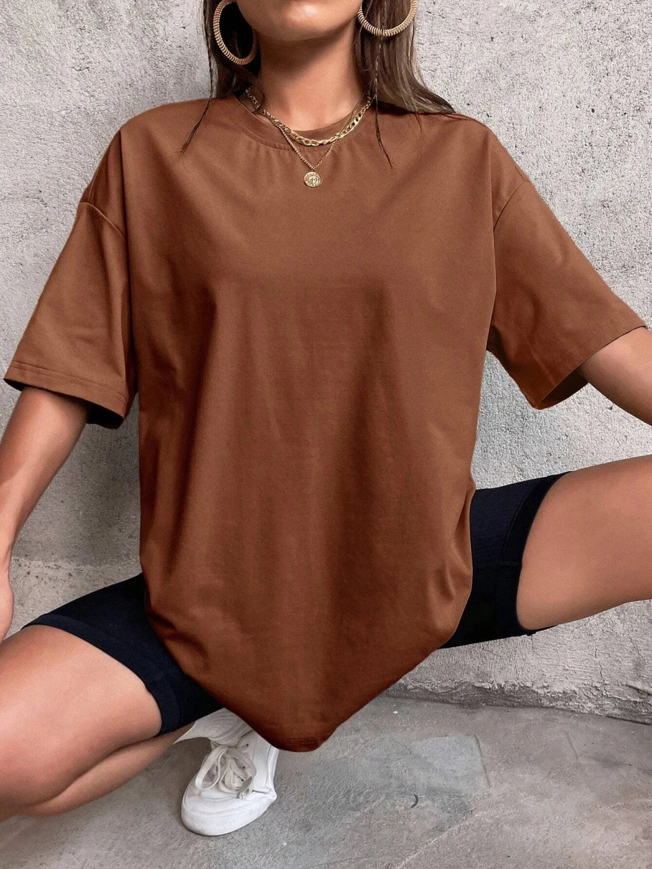Einfarbig Kurzarm Frauen Fitness Baumwolle Weiche T-shirts Atmungsaktiv Bequeme Kleidung Grundlegende Alle Spiel Lose T Shirt Weibliche