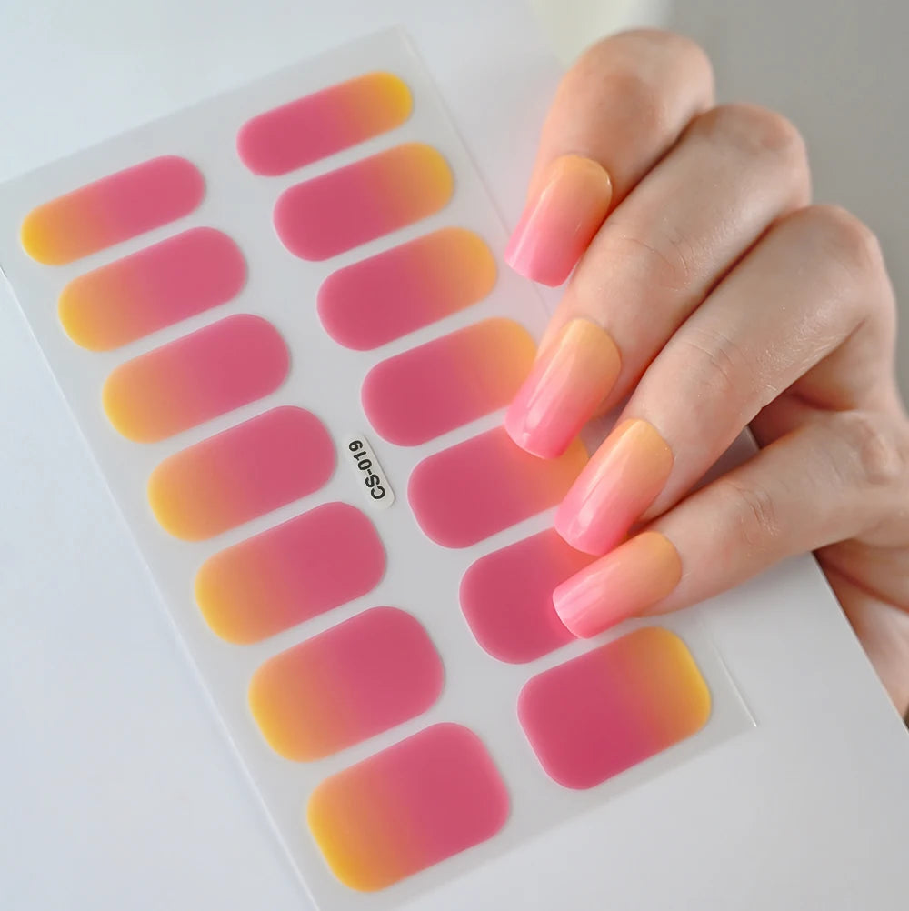 14 Tipps Full Wrap Nagellack Aufkleber Selbstklebende einfarbige Gel-Nagelstreifen Kunst Aufkleber Nicht halbgehärtete DIY Nageldekorationen