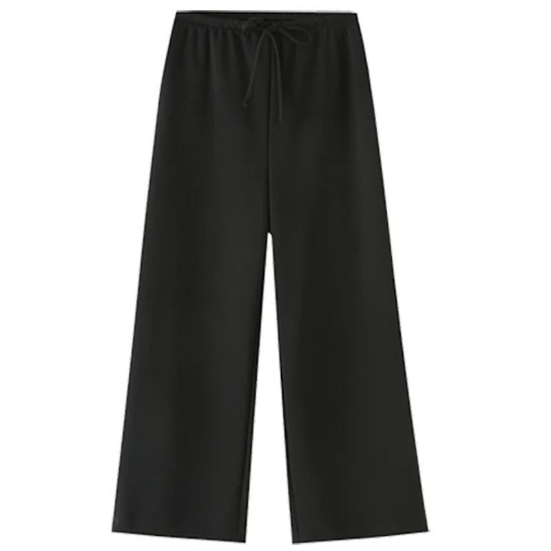 HXAO Rüschen-Hosen-Sets für Damen, zweiteiliges Set, trägerlos, bauchfrei, rückenfrei, Röhrenoberteil, Anzug, schicke Schnürung, weites Bein, Hosen-Sets, Outfits