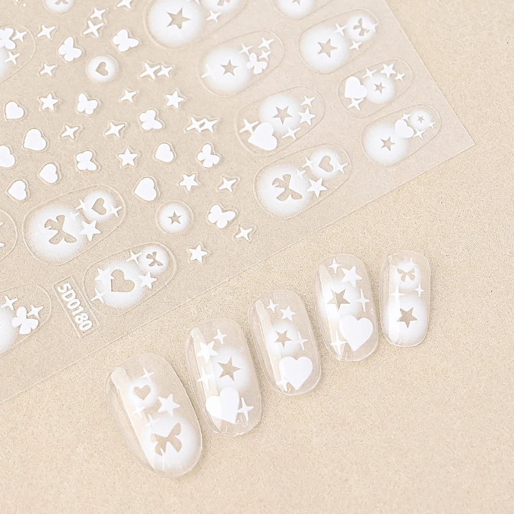 1 Stück 5D Laser Baker Light Ocean Theme Nagelaufkleber Dream Bubble Nagelaufkleber Schillernder blauer und klarer holografischer Stern DIY Maniküre