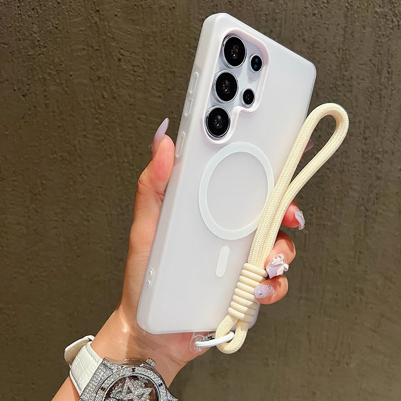 Candy Farbe Matte Für Magsafe Lanyard Weiche Telefon Fall Für Samsung Galaxy S24 FE S25Edge S22 S23 FE Plus S25 Ultra magnetische Abdeckung