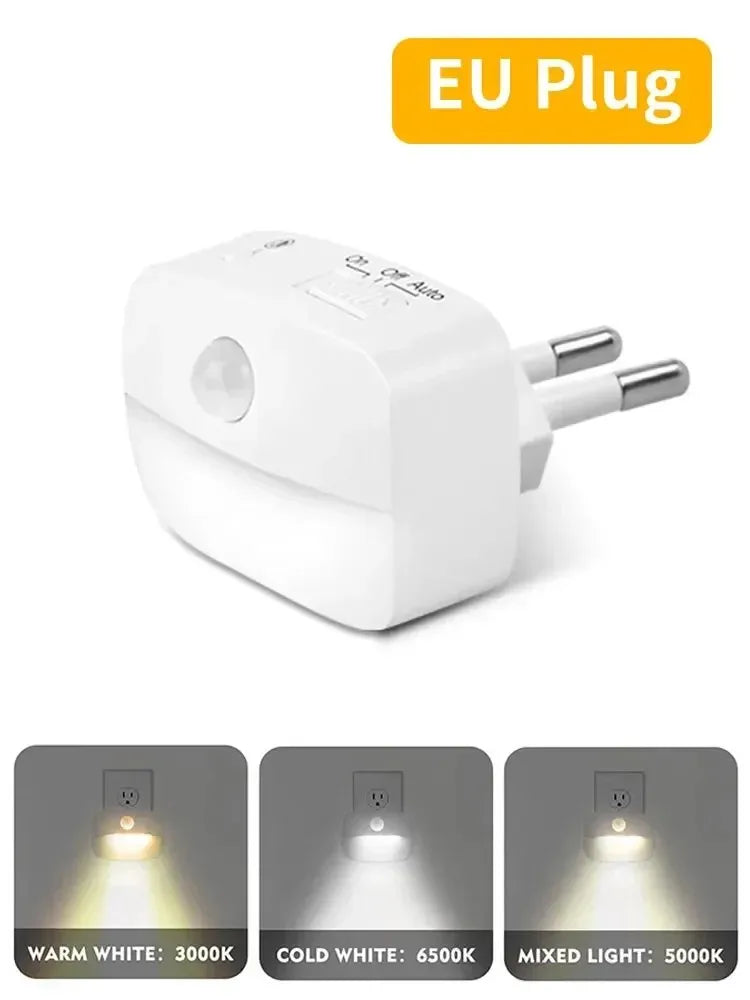 1/2/4 Stück LED-Nachtlicht, US-EU-Stecker, Bewegungsmelder, 220 V, 110 V, Wandleuchte für Zuhause, Flur, Treppe, Küche, Schlafzimmer, Nachtlampe