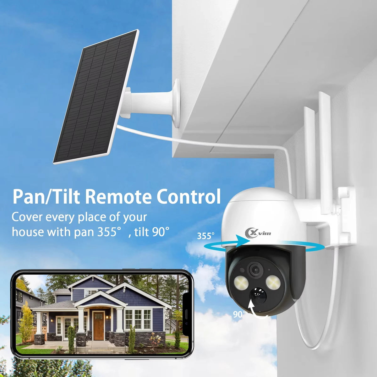 XVIM 4MP PTZ Wifi Wireless Outdoor Solar Kamera Eingebaute Batterie Video Überwachung Kamera Lange Standby Zwei-wege Audio