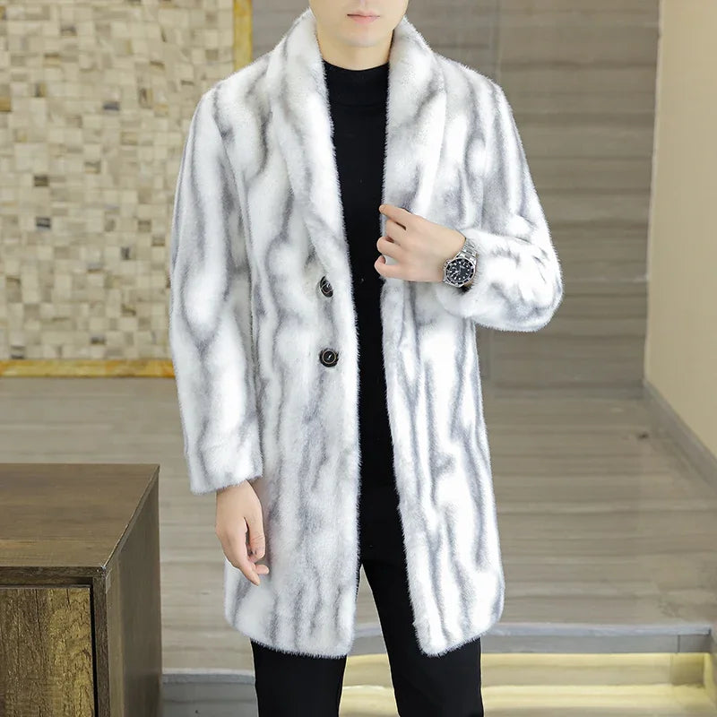 Hohe Qualität Mode Hübsche doppelseitige Tragen Pelz Ein Dicken Winter Anzug Kragen Trenchcoat Gold Nerz Pelz männer top Taste