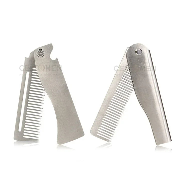 Neue Type1/2PCS Tragbare Stahl Kämme Falten Tasche Bart Kämme Für Männer Öl Kopf Haar Styling Kamm Salon barber Werkzeuge Für Haarschnitt