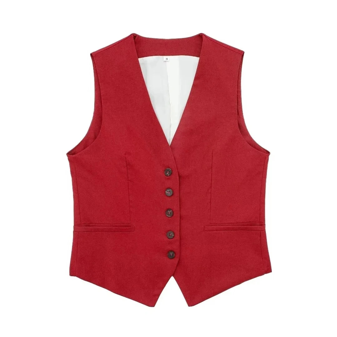 HH Frauen Hose Sets Vintage Solide Einreiher V-ausschnitt Weste Tops + Schlank Zipper Fly Shorts Sommer Büro Dame Anzug