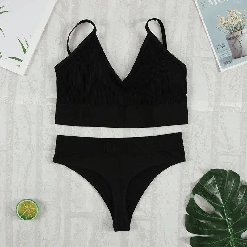 2 Stück BH Set Unterwäsche Set Frauen Höschen sexy G-String nahtlose Bra lette weibliche Dessous Soft Tank Crop Top