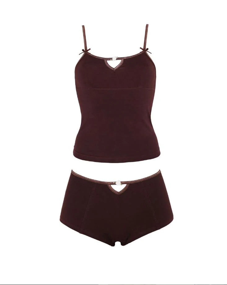 Süße Frauen 2 Stück Set Spaghetti träger Camis Crop Tops Shorts Vintage Pyjama Lounge wear Fairy Coquette Y2k Outfits