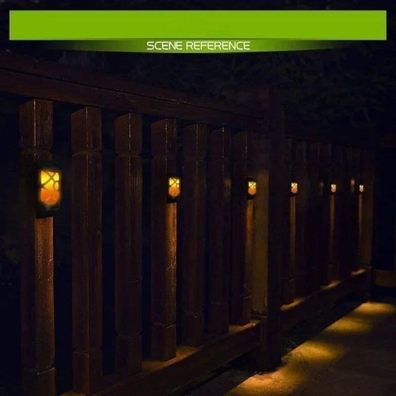 96led Solar Flamme Lichter im Freien, Gitter Design für Gartenweg Hof Weihnachten Dekor wasserdicht flackernde Flamme Wand leuchten