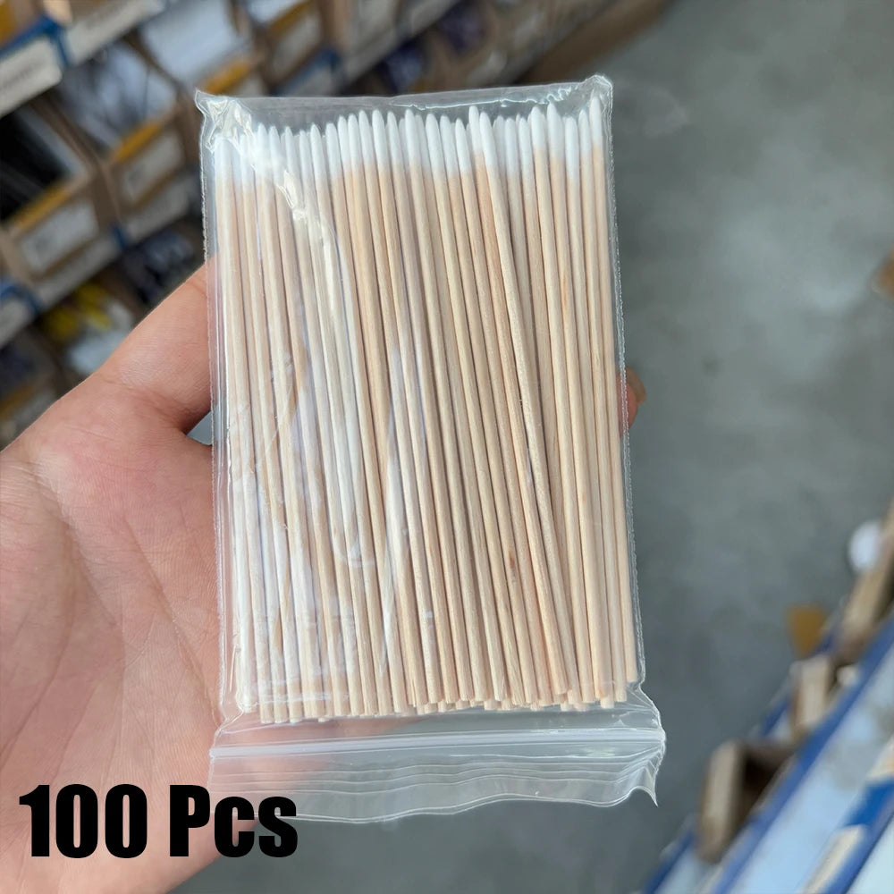 400 Stück rosa Doppelkopf-Nagelkunst-Nagelhautschieber-Entferner, 7 cm, orangefarbene Holzstäbchen, Wattestäbchen, sauberes Werkzeug für Nagel-Strass-Make-up