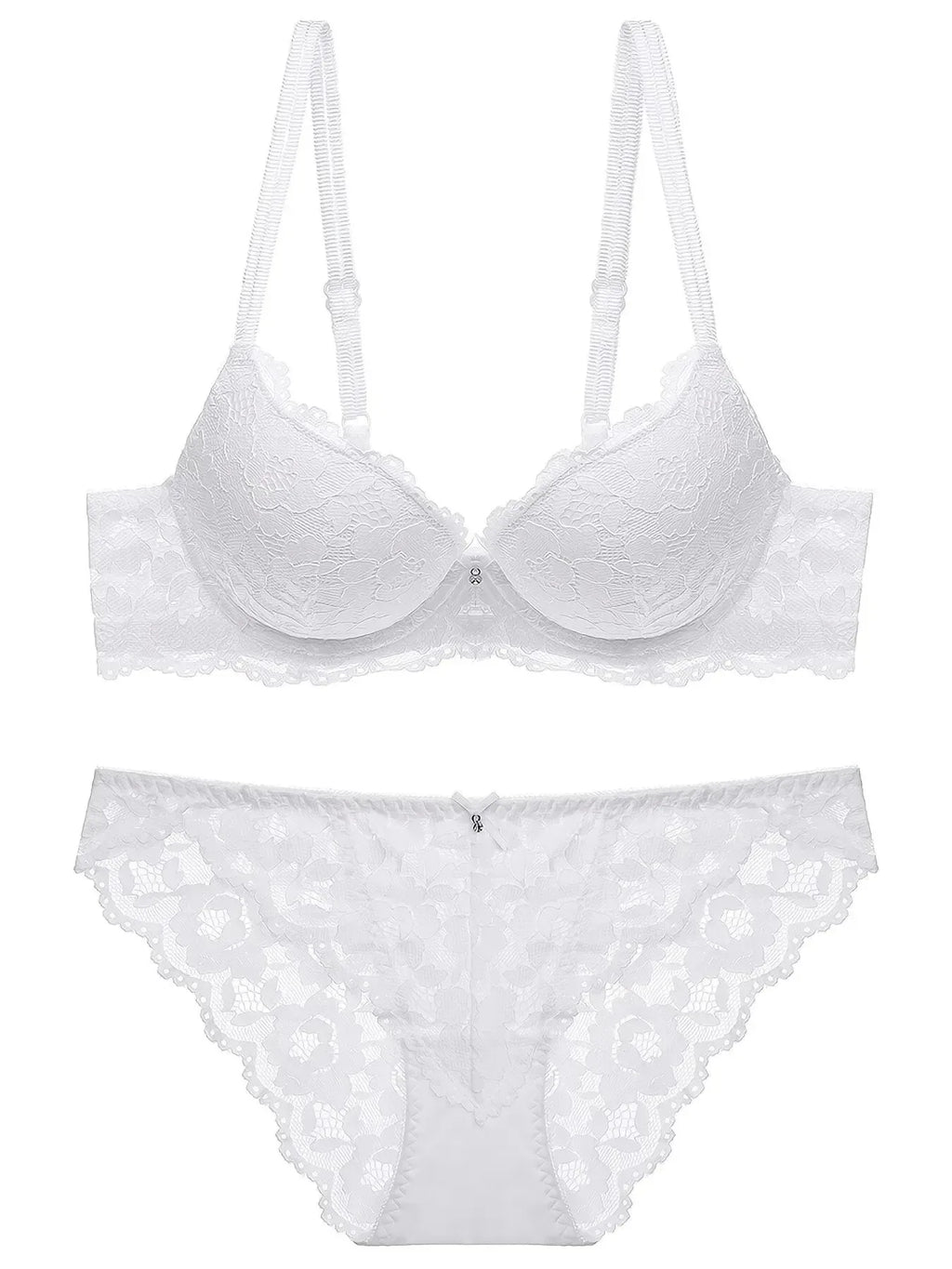 1 Set elegantes Dessous-Set aus Spitzenstickerei und atmungsaktivem Stoff: Push-up-BH, durchsichtiges Höschen mit tiefer Taille – ultimativer Valentinstag